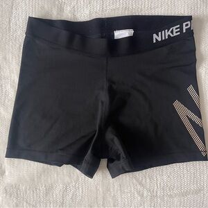 Nike Pro Women's Black Cool Logo Shorts, Dri-FIT Athletic Shorts, Used